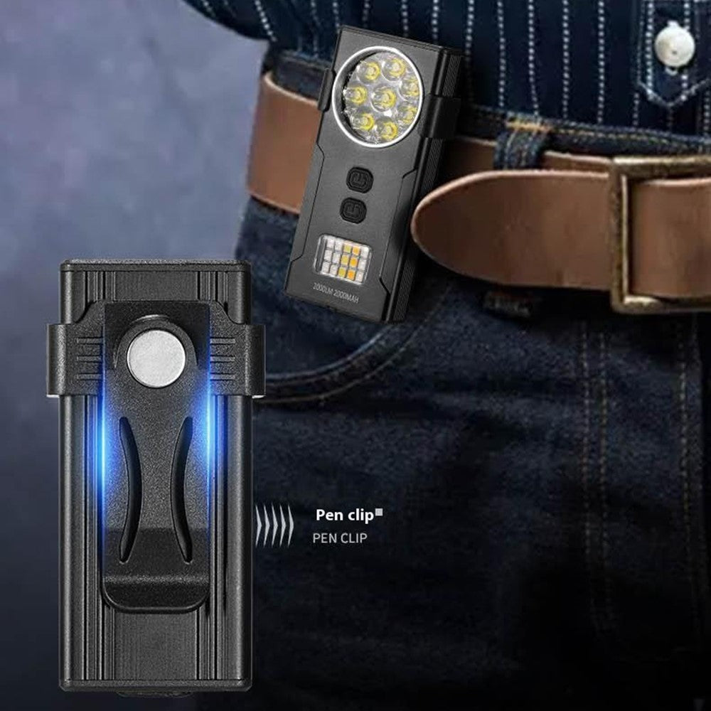 D85 Magnetic 2000 Lumens Mini Keychain Work Light Flashing Warning Lamp with Detachable Clip