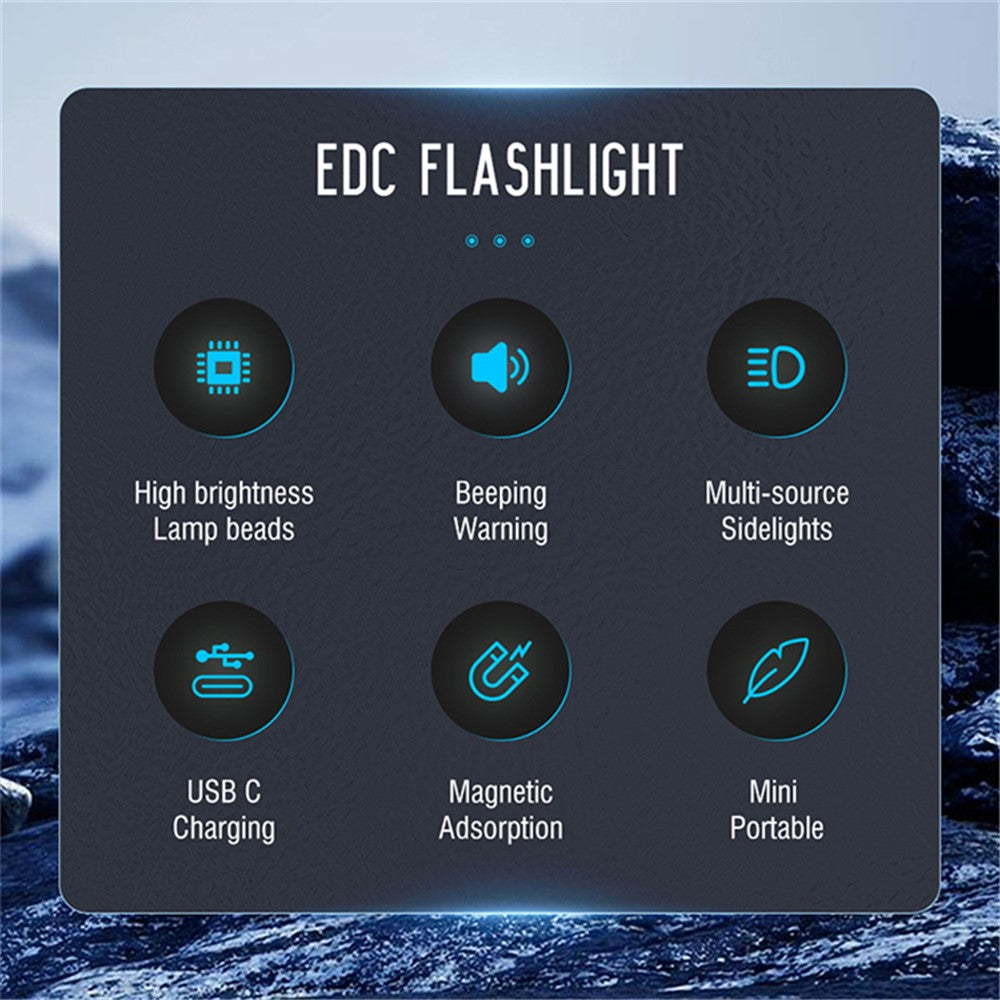 V10 Mini EDC Flashlight Multifunction 365nm UV Identification Work Light with Warning Alarm