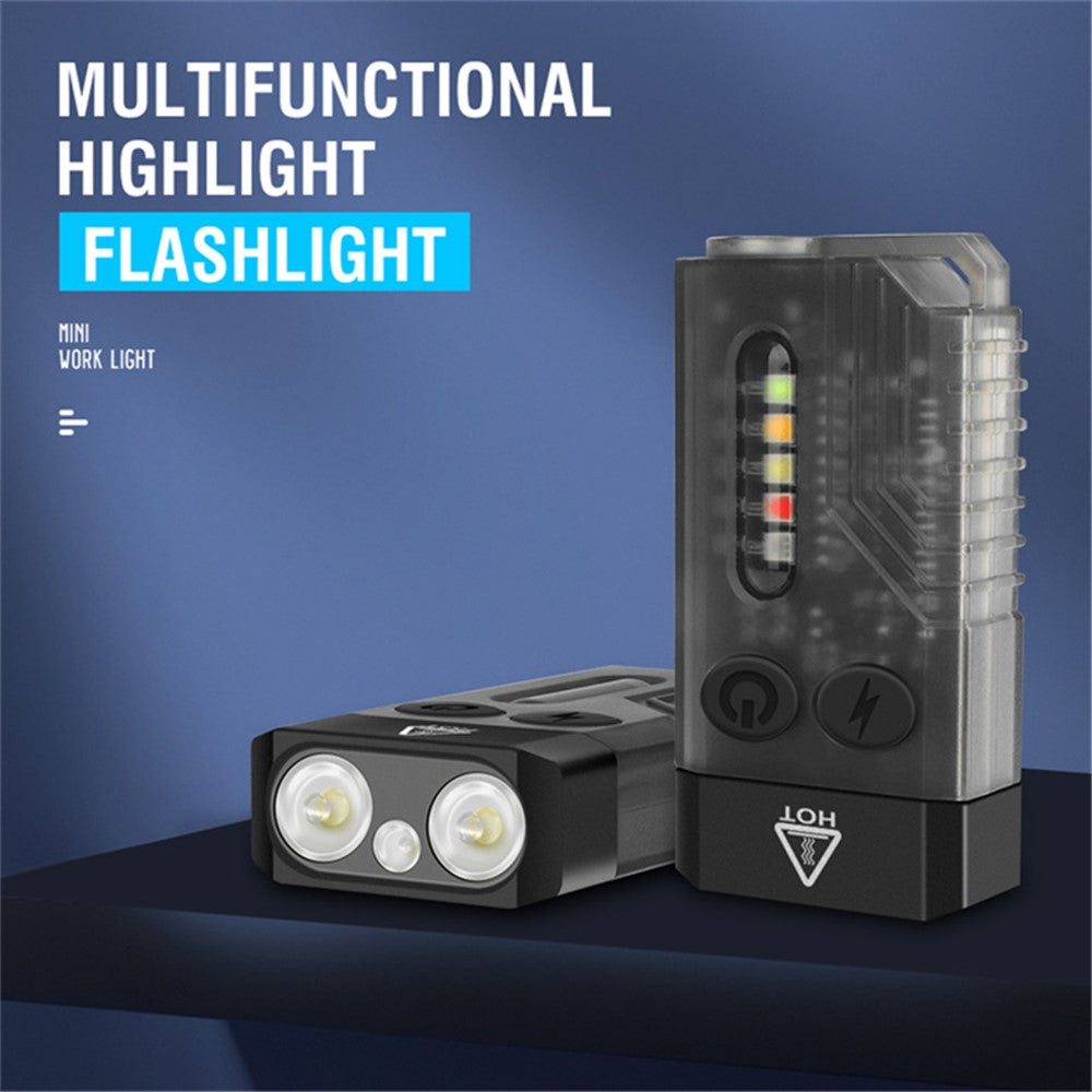 V10 Mini EDC Flashlight Multifunction 365nm UV Identification Work Light with Warning Alarm