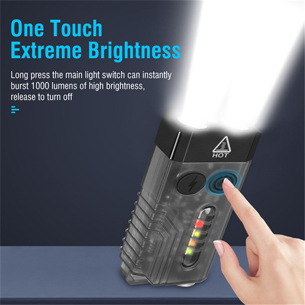 V10 Mini EDC Flashlight Multifunction 365nm UV Identification Work Light with Warning Alarm