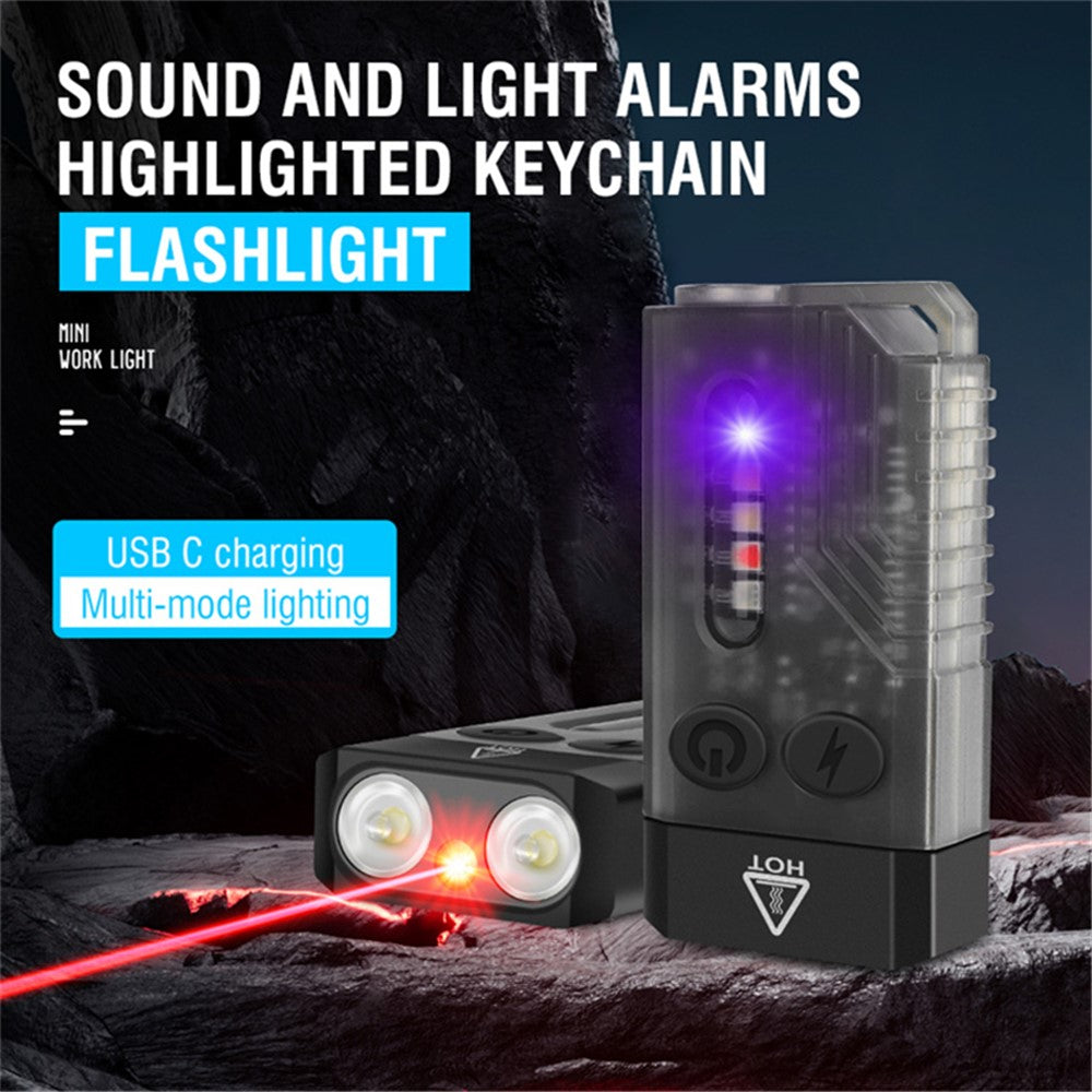 V10L Mini Laser Pointer Flashlight Buzzer Sound Light Warning Safety Defense Magnetic Work Light