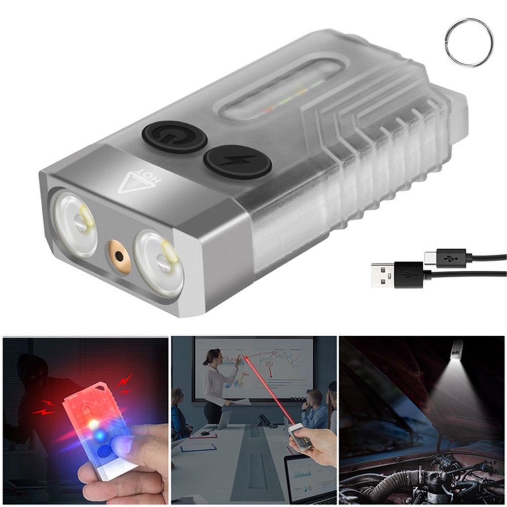 V10L Mini Laser Pointer Flashlight Buzzer Sound Light Warning Safety Defense Magnetic Work Light
