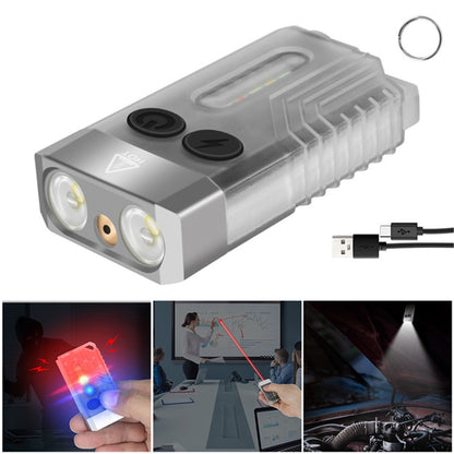 V10L Mini Laser Pointer Flashlight Buzzer Sound Light Warning Safety Defense Magnetic Work Light