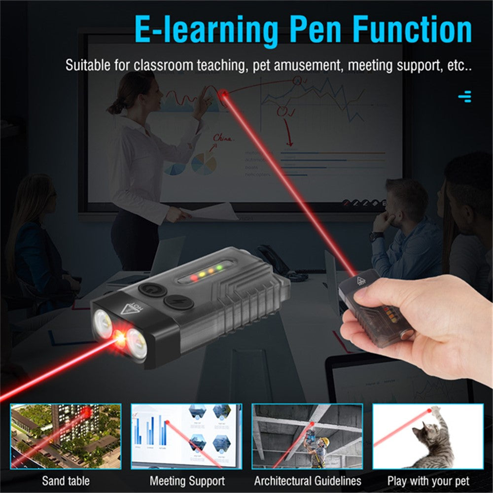V10L Mini Laser Pointer Flashlight Buzzer Sound Light Warning Safety Defense Magnetic Work Light