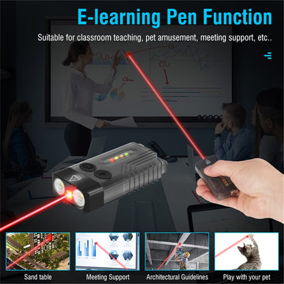 V10L Mini Laser Pointer Flashlight Buzzer Sound Light Warning Safety Defense Magnetic Work Light