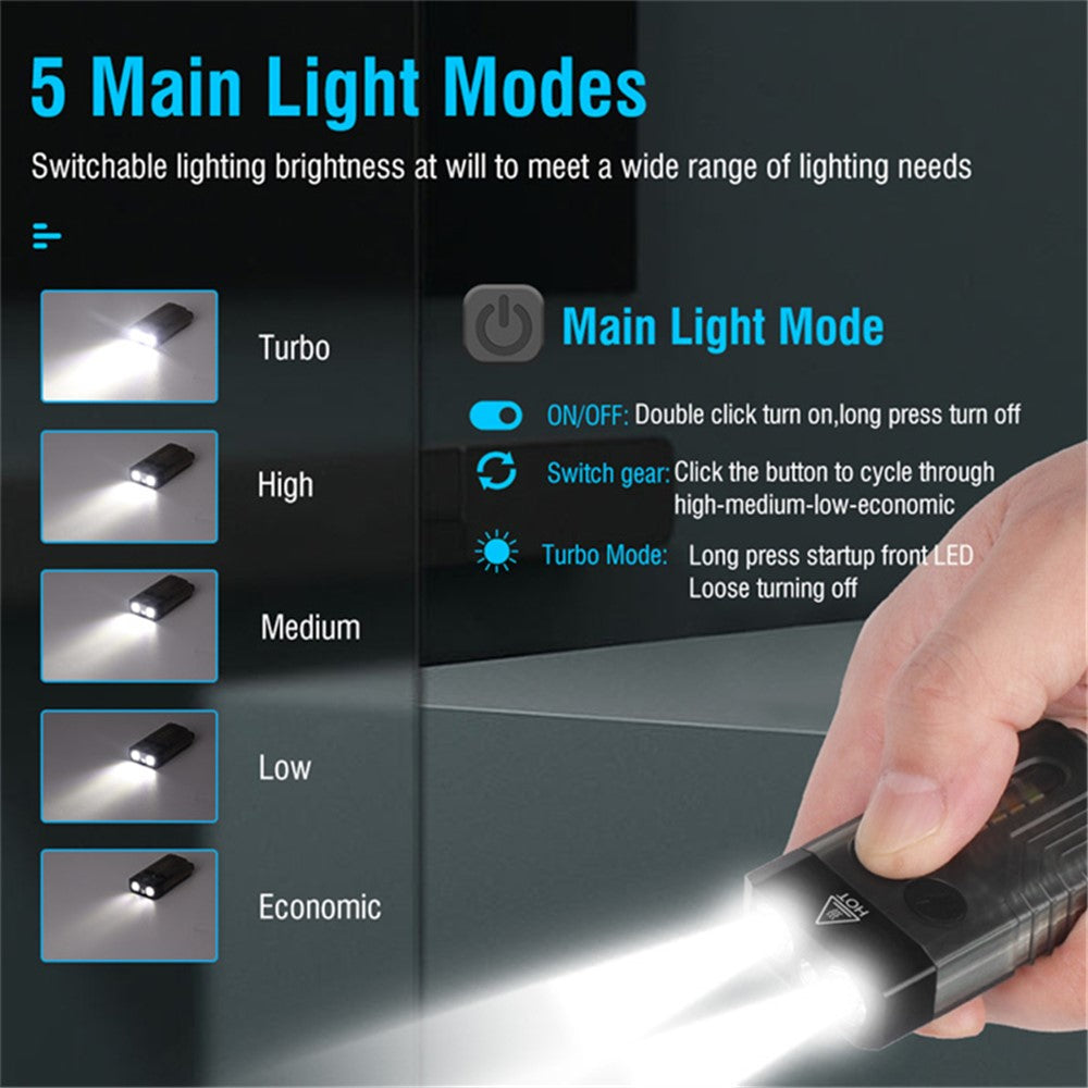 V10L Mini Laser Pointer Flashlight Buzzer Sound Light Warning Safety Defense Magnetic Work Light