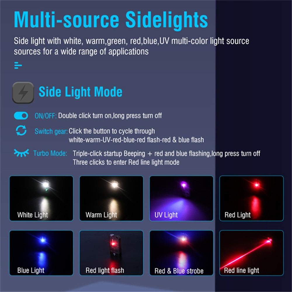 V10L Mini Laser Pointer Flashlight Buzzer Sound Light Warning Safety Defense Magnetic Work Light