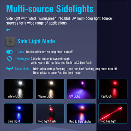 V10L Mini Laser Pointer Flashlight Buzzer Sound Light Warning Safety Defense Magnetic Work Light