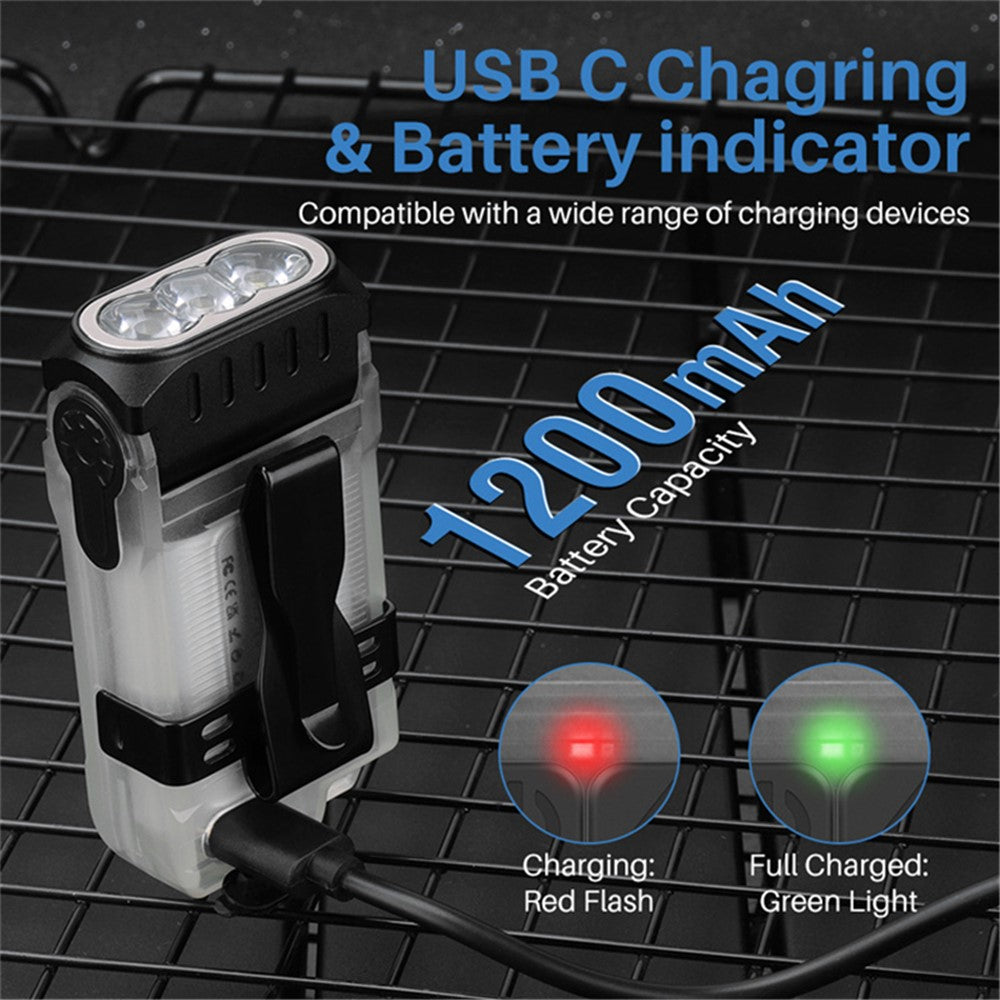V15 Mini Portable Flashlight 1200LM Adjustable Head with Clip Work Light