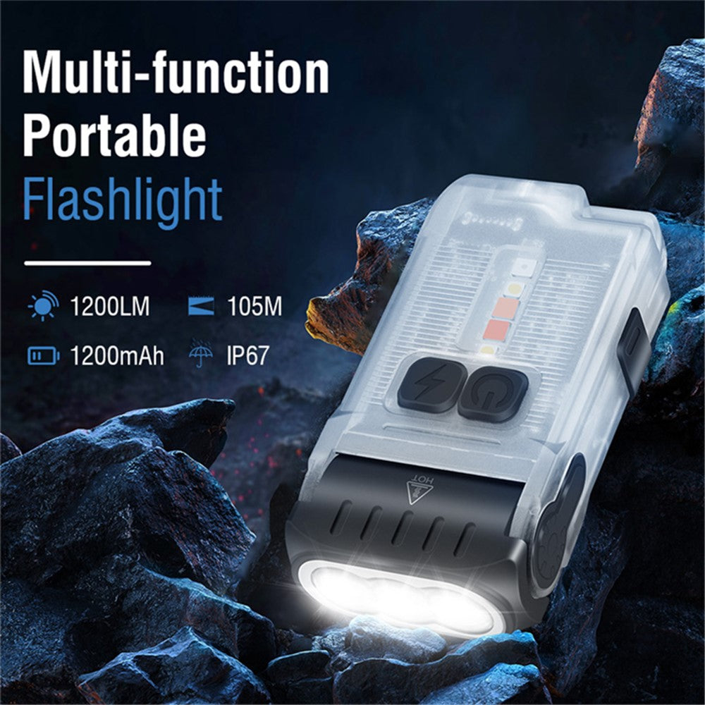 V15 Mini Portable Flashlight 1200LM Adjustable Head with Clip Work Light
