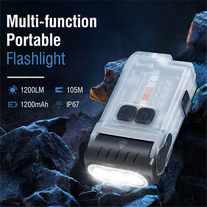 V15 Mini Portable Flashlight 1200LM Adjustable Head with Clip Work Light