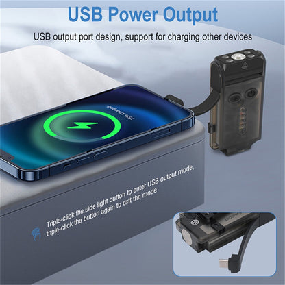 V30 Rechargeable Flashlight Power Bank 180 Degree Adjustable Work Light with Sound / Light Alarm