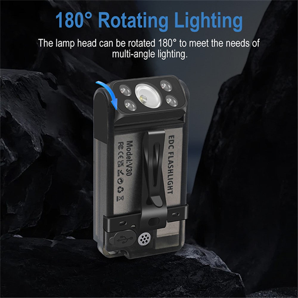 V30 Rechargeable Flashlight Power Bank 180 Degree Adjustable Work Light with Sound / Light Alarm
