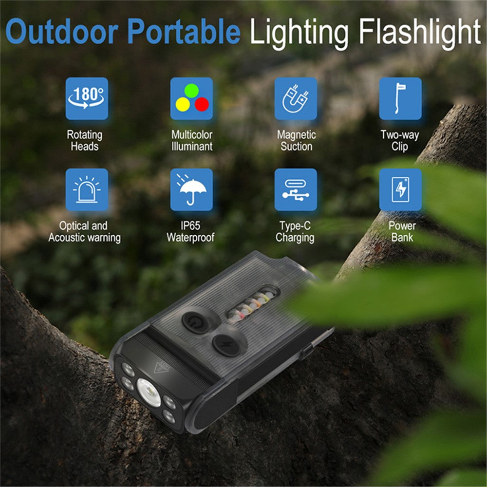 V30 Rechargeable Flashlight Power Bank 180 Degree Adjustable Work Light with Sound / Light Alarm