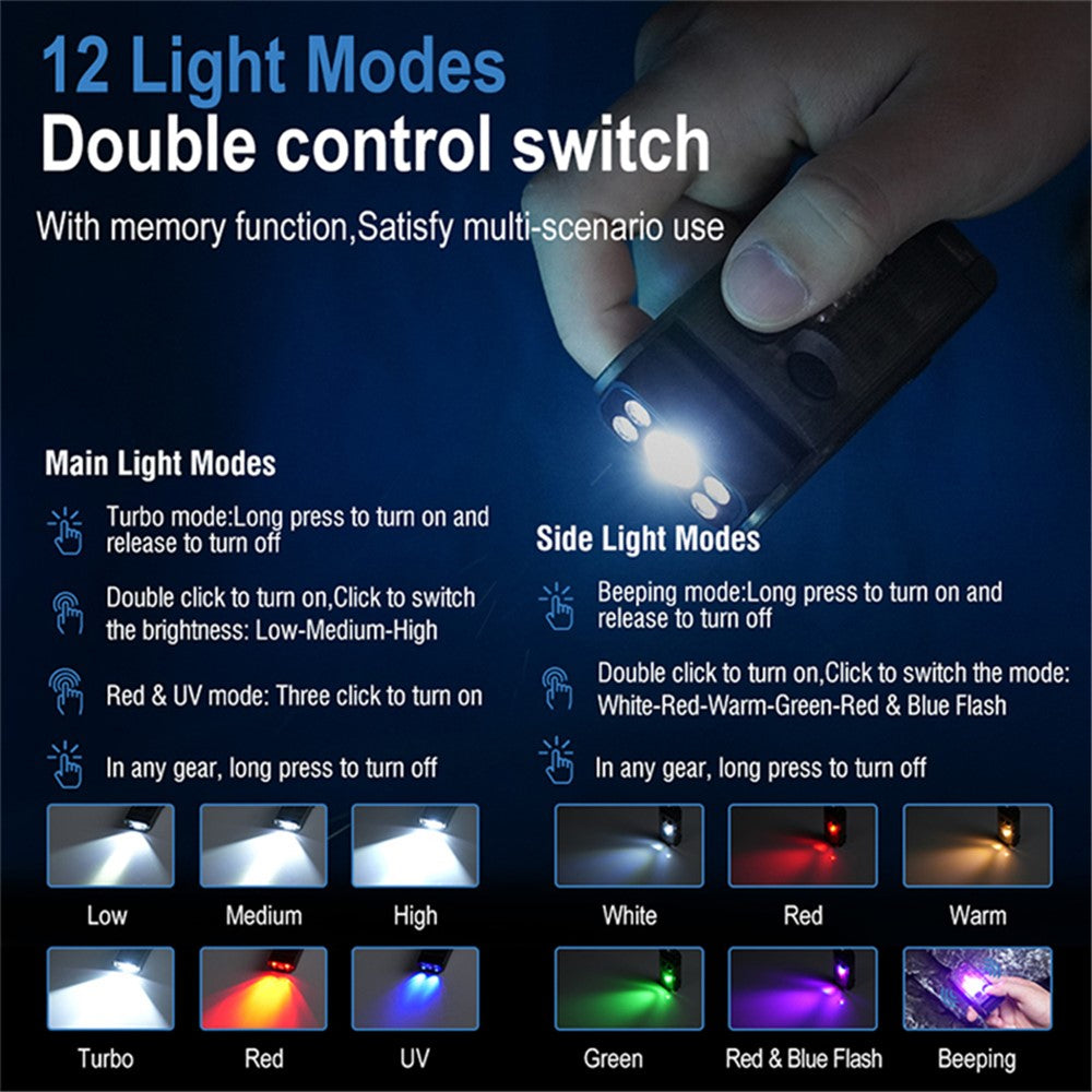 V30 Rechargeable Flashlight Power Bank 180 Degree Adjustable Work Light with Sound / Light Alarm