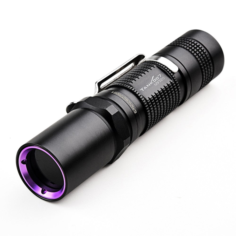 TANK007 UV320 365nm Ultraviolet Flashlight Fluorescence Detection UV Lamp with Clip ( No Battery )