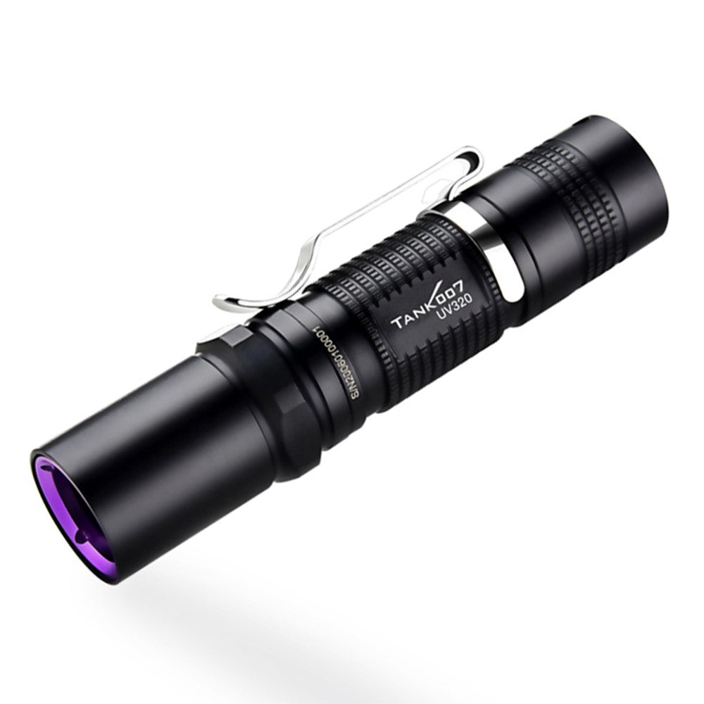 TANK007 UV320 365nm Ultraviolet Flashlight Fluorescence Detection UV Lamp with Clip ( No Battery )