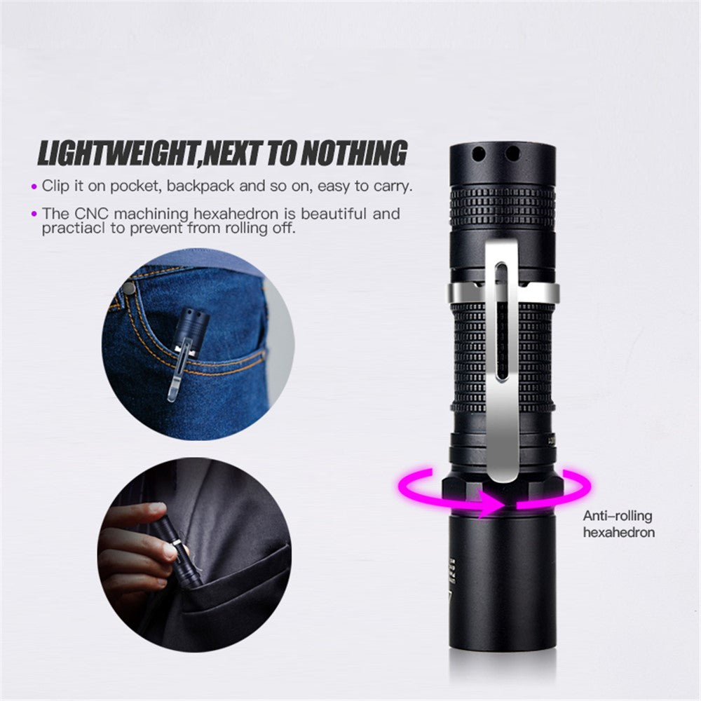 TANK007 UV320 365nm Ultraviolet Flashlight Fluorescence Detection UV Lamp with Clip ( No Battery )