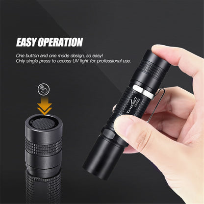 TANK007 UV320 365nm Ultraviolet Flashlight Fluorescence Detection UV Lamp with Clip ( No Battery )