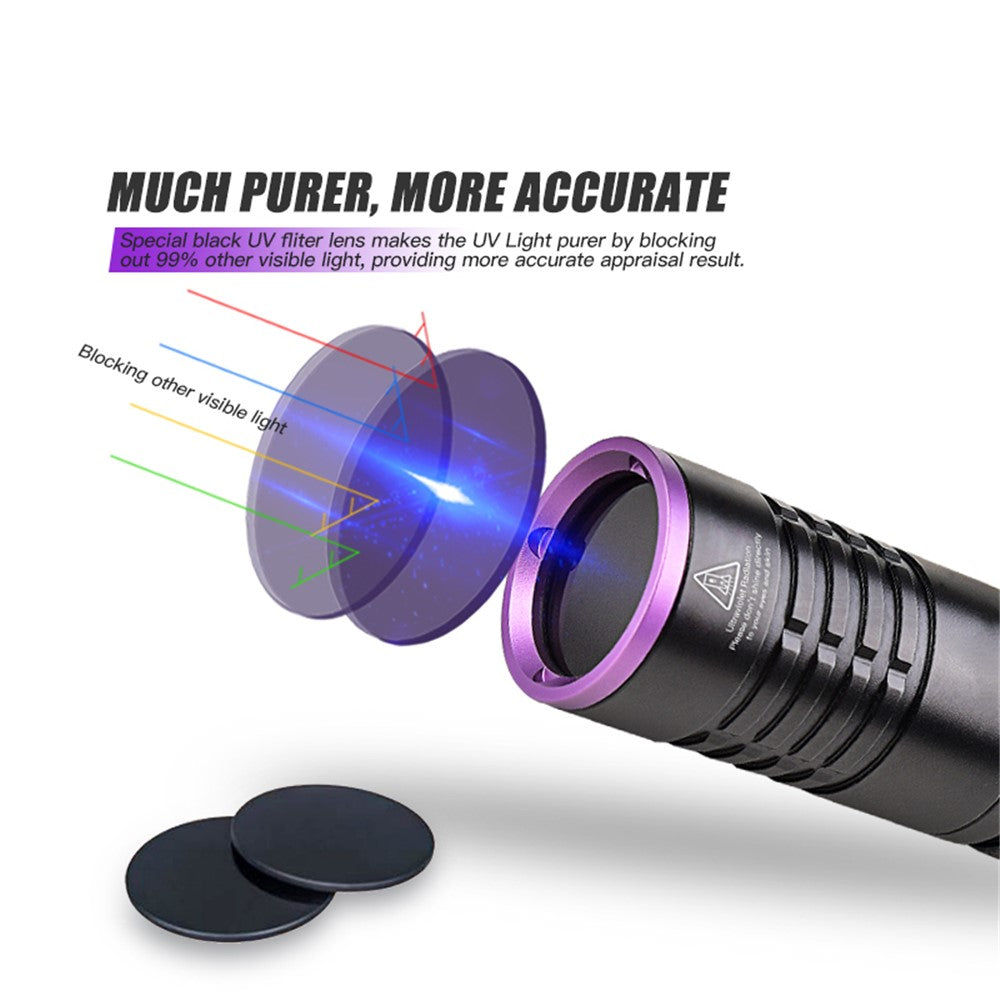 TANK007 K9A5 365nm UV Flashlight Fluorescence Detection IPX8 Waterproof Rechargeable LED Torch