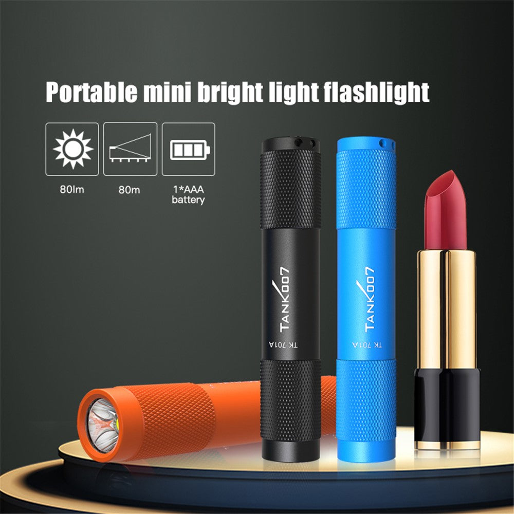 TANK007 TK701A Waterproof Mini Flashlight with Keyring 80 Lumens Portable LED Torch ( No Battery )