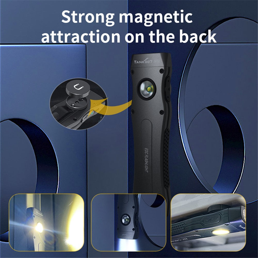 TANK007 WF02 Dual Light Source EDC Flashlight 1.5m Anti Drop Ultra Thin Clip On Mini LED Torch