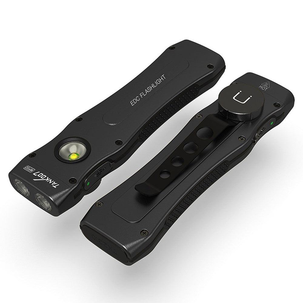 TANK007 WF02 Dual Light Source EDC Flashlight 1.5m Anti Drop Ultra Thin Clip On Mini LED Torch