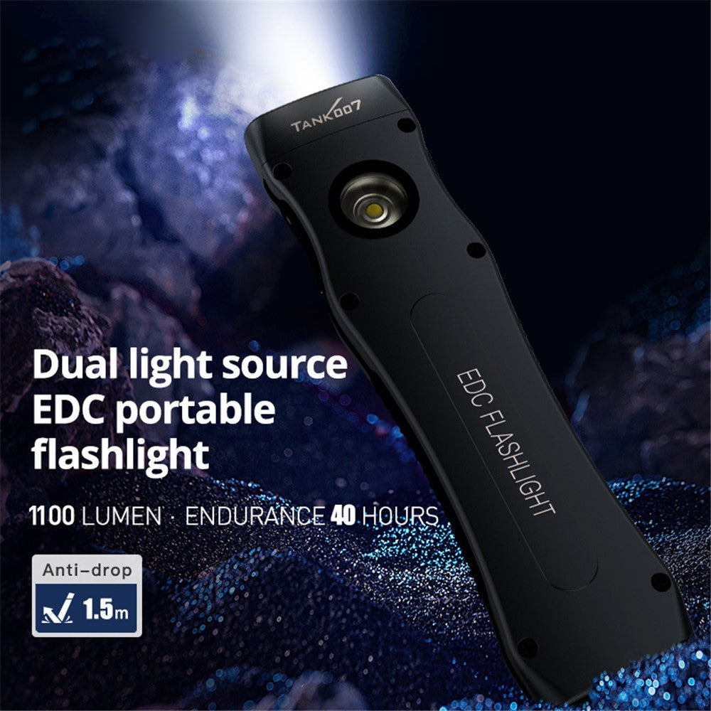 TANK007 WF02 Dual Light Source EDC Flashlight 1.5m Anti Drop Ultra Thin Clip On Mini LED Torch