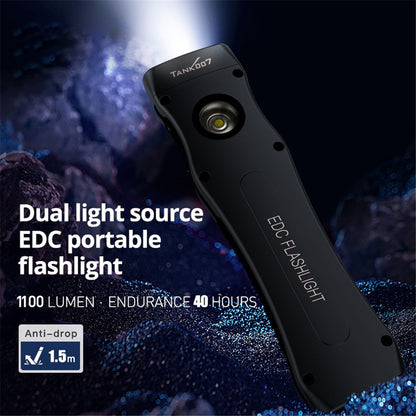 TANK007 WF02 Dual Light Source EDC Flashlight 1.5m Anti Drop Ultra Thin Clip On Mini LED Torch