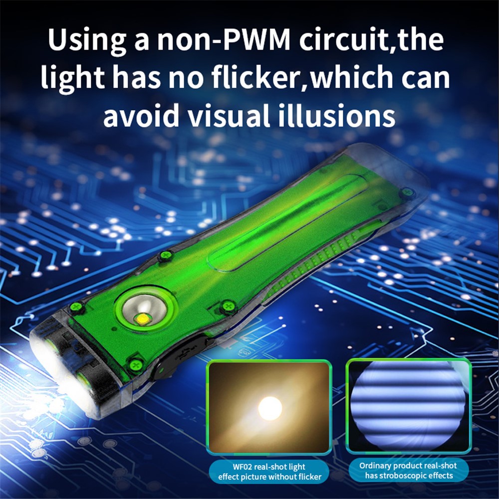 TANK007 WF02 Dual Light Source EDC Flashlight 1.5m Anti Drop Ultra Thin Clip On Mini LED Torch