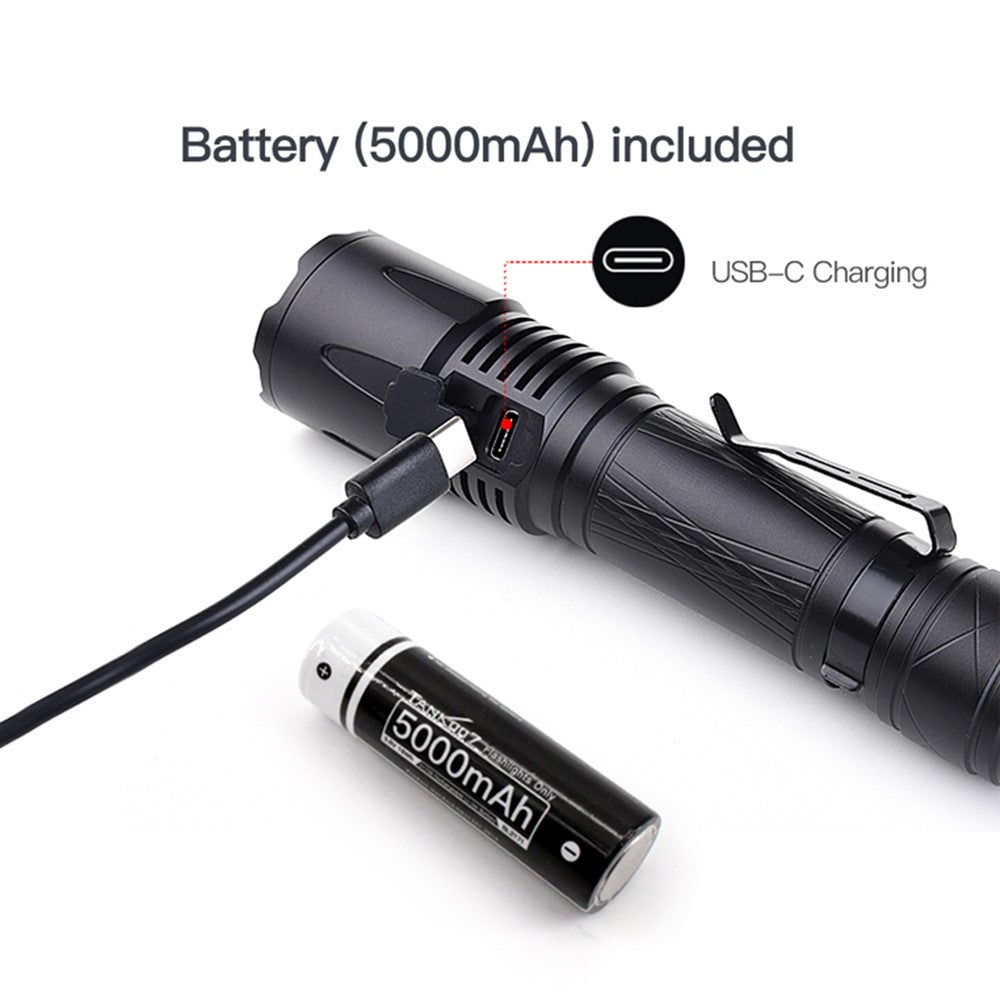 TANK007 KC16 1800lm High Brightness Tactical Flashlight Type C Rechargeable LED Torch