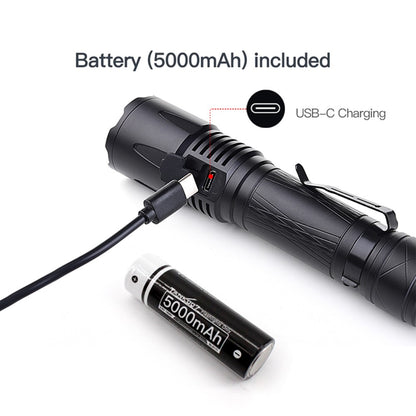 TANK007 KC16 1800lm High Brightness Tactical Flashlight Type C Rechargeable LED Torch