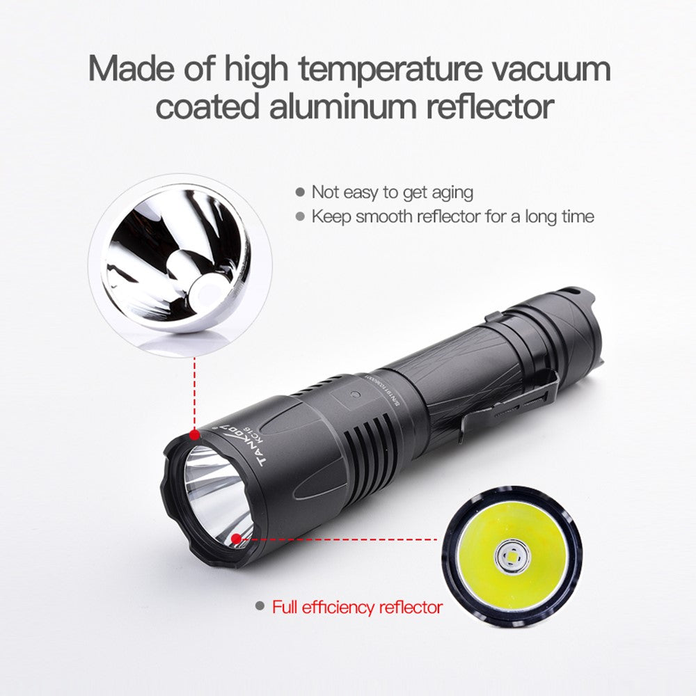 TANK007 KC16 1800lm High Brightness Tactical Flashlight Type C Rechargeable LED Torch