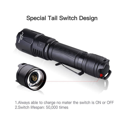 TANK007 KC16 1800lm High Brightness Tactical Flashlight Type C Rechargeable LED Torch