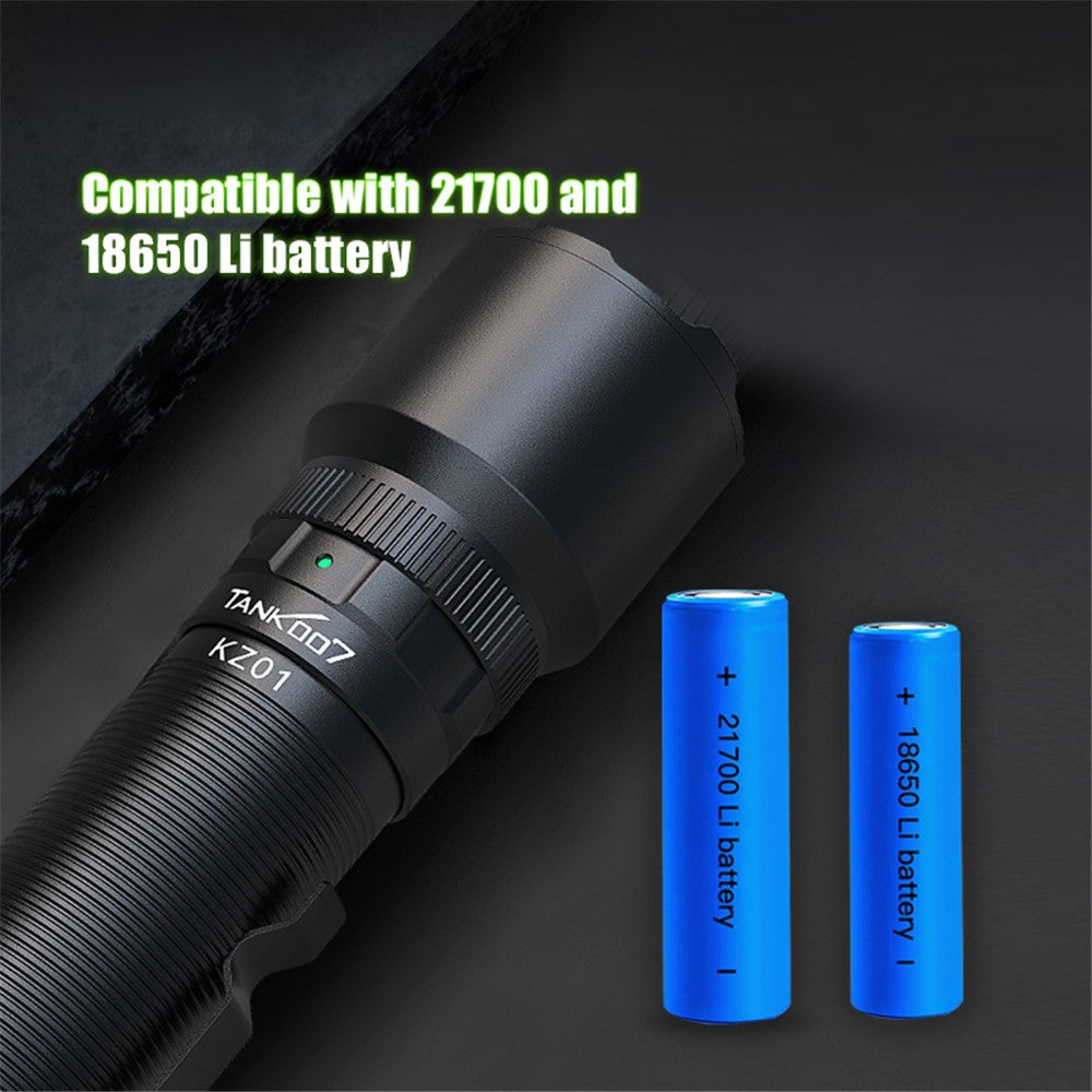 TANK007 KZ01 Zoomable LED Flashlight 1300 Lumens Outdoor Hunting Fishing Rechargeable Torch