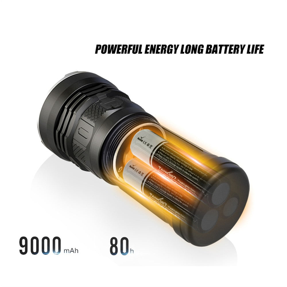 TANK007 KC11 IPX8 Waterproof High Power LED Flashlight 6 Modes 8000 Lumens Rechargeable Torch