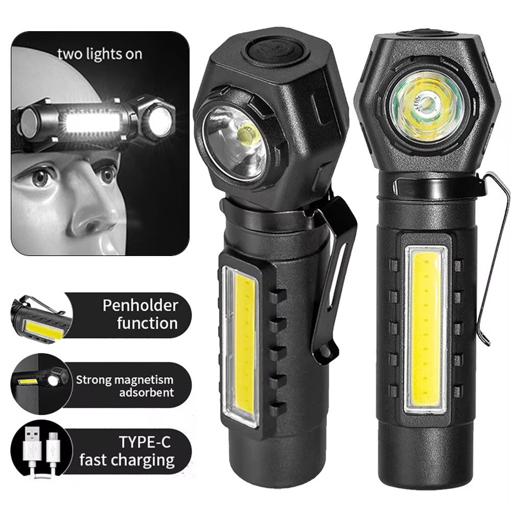 KX212 Aluminum Alloy USB Rechargeable COB Flashlight LED Headlamp High Intensity Long Range Camping Light