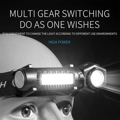 KX212 Aluminum Alloy USB Rechargeable COB Flashlight LED Headlamp High Intensity Long Range Camping Light