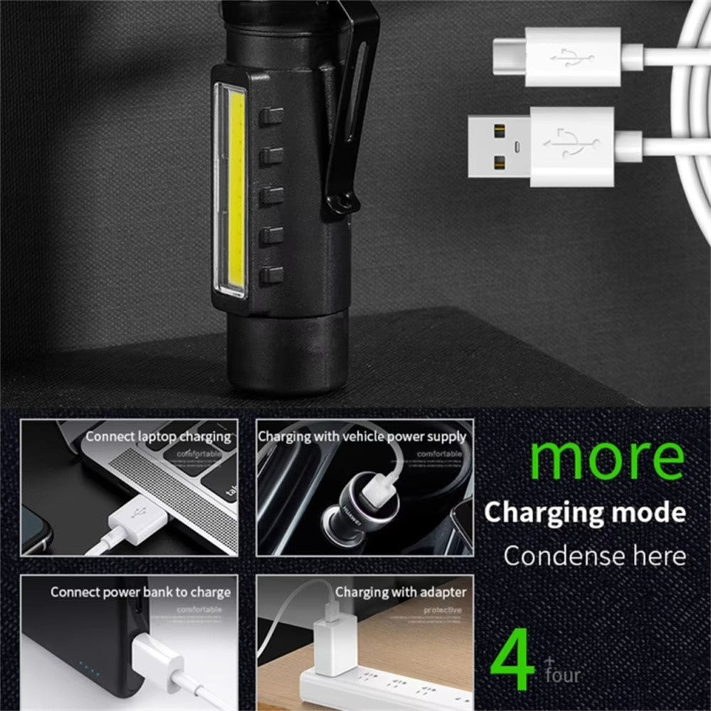 KX212 Aluminum Alloy USB Rechargeable COB Flashlight LED Headlamp High Intensity Long Range Camping Light