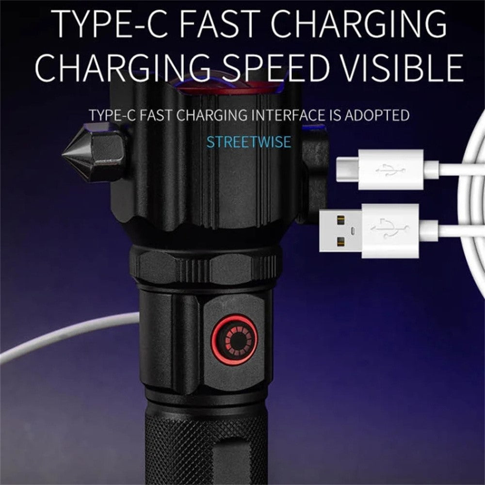 W5196 LED Flashlight with Laser Safety Rescue Tool Seatbelt Cutter Window Breaker (Without Battery)