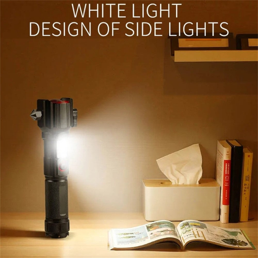 W5196 LED Flashlight with Laser Safety Rescue Tool Seatbelt Cutter Window Breaker (Without Battery)