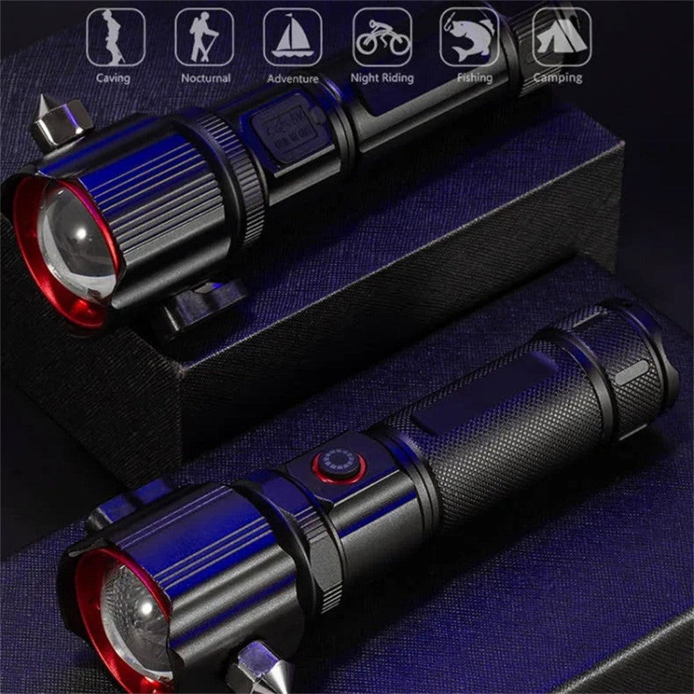 W5196 LED Flashlight with Laser Safety Rescue Tool Seatbelt Cutter Window Breaker (Without Battery)