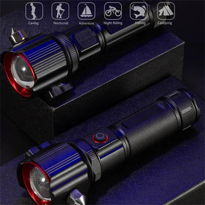 W5196 LED Flashlight with Laser Safety Rescue Tool Seatbelt Cutter Window Breaker (Without Battery)