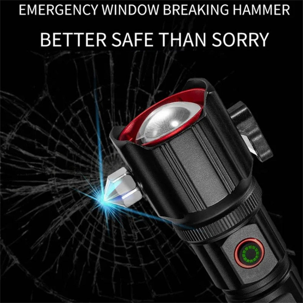 W5196 LED Flashlight with Laser Safety Rescue Tool Seatbelt Cutter Window Breaker (Without Battery)