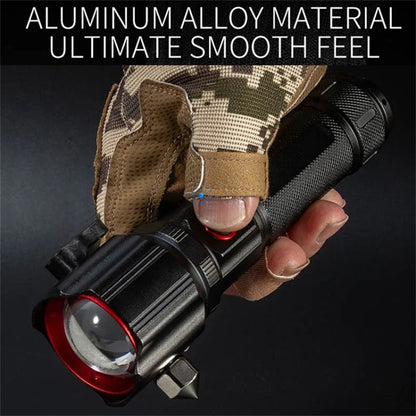 W5196 Flashlight with Laser Safety Cutter Emergency Car Tool Strobe Light USB Rechargeable for Outdoor