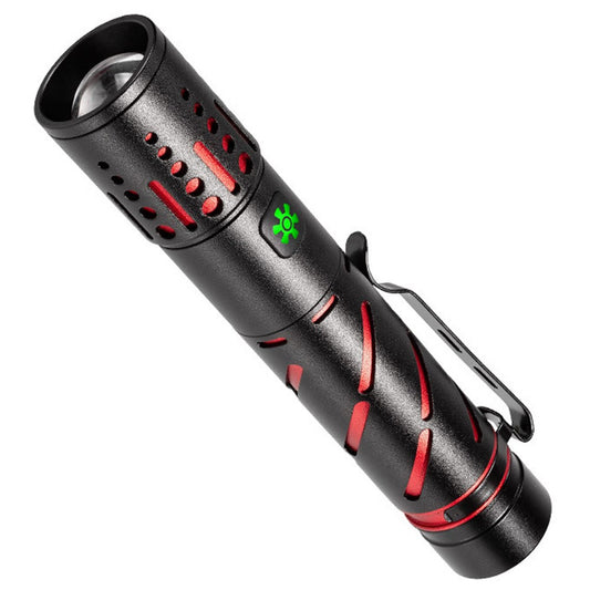 XQ-S50 Mini Laser Flashlight Zoomable LED Pen Clip Emergency Repair Torch with 18650 Battery