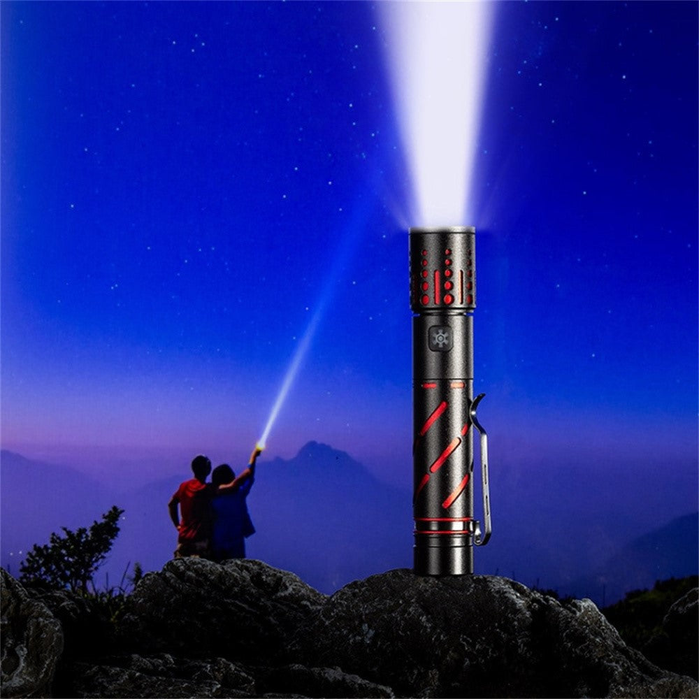 XQ-S50 Mini Laser Flashlight Zoomable LED Pen Clip Emergency Repair Torch with 18650 Battery