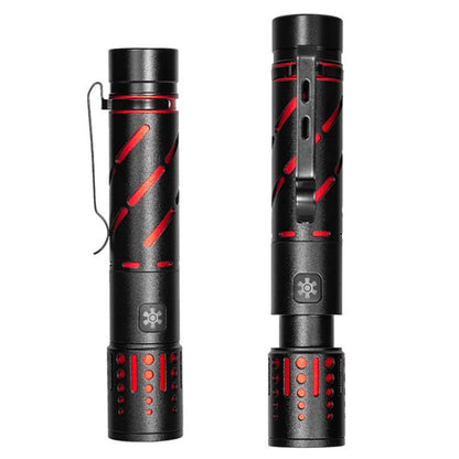 XQ-S50 Mini Laser Flashlight Zoomable LED Pen Clip Emergency Repair Torch with 18650 Battery
