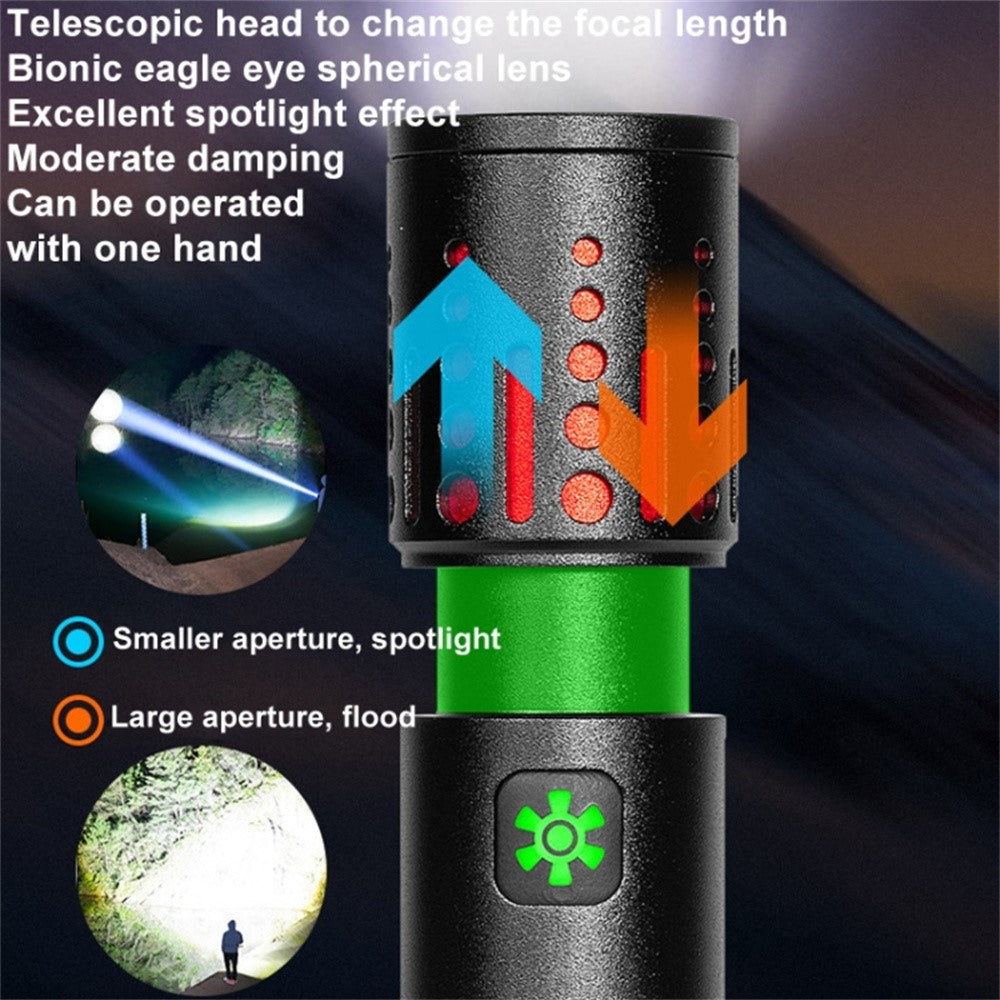 XQ-S50 Mini Laser Flashlight Zoomable LED Pen Clip Emergency Repair Torch with 18650 Battery