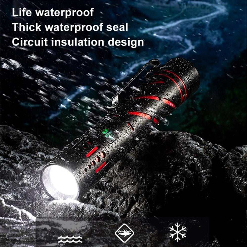 XQ-S50 Mini Laser Flashlight Zoomable LED Pen Clip Emergency Repair Torch with 18650 Battery